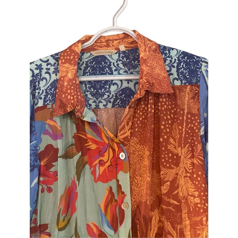 Soft Surroundings Patchwork Floral Button Down Sh… - image 3